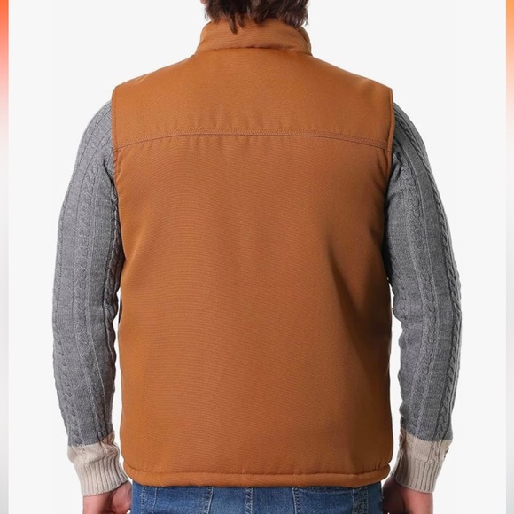 Men's Loose Fit Workwear Vest Fleece-Lined Durability Waterproof Mock-Neck Vest - Picture 4 of 16